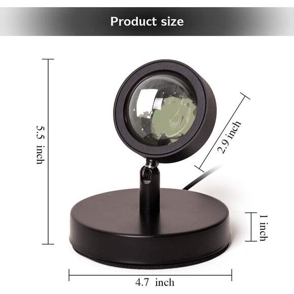 Sunset Projection Lamp,180 Degree Rotation Rainbow Projection Lamp USB Charging - Picture 3 of 12